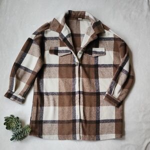 SHEIN Brown Plaid Kids Jacket